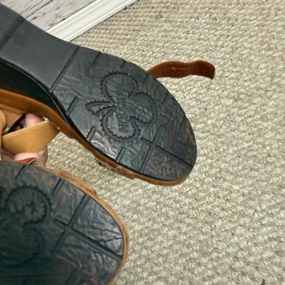 Karston gorgeous leather shoes Made in France. Size 38 wedge strappy heels brown - Picture 6 of 10